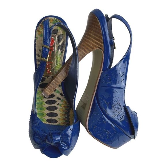 Two Lips Roy Platform Slingback Peep Toe Heels - Picture 1 of 11
